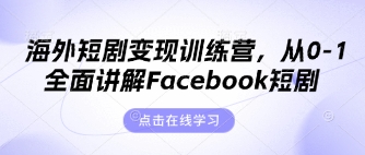 海外短剧变现训练营，从0-1全面讲解Facebook短剧-铜臭网