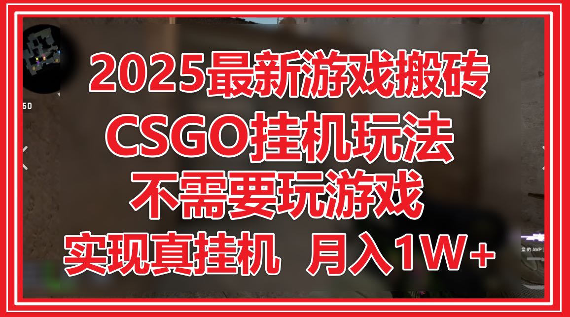 2025最新游戏搬砖，CSGO挂机，不需要玩游戏，实现真挂机，月入1W+-铜臭网