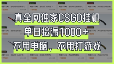 真全网独家CSGO挂G，单日捡漏1k+【揭秘】-铜臭网