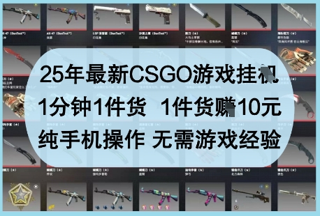 25年最新CSGO游戏挂G，1分钟1件货，1件货挣10元，纯手机操作，无需游戏经验【揭秘】-铜臭网