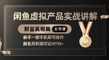 精品！闲鱼虚拟产品实战讲解，新手一部手机即可操作，副业月利润可达5k+-铜臭网