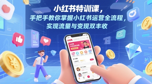 小红书特训课，手把手教你掌握小红书运营全流程，实现流量与变现双丰收-铜臭网