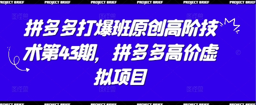 拼多多打爆班原创高阶技术第43期，拼多多高价虚拟项目-铜臭网