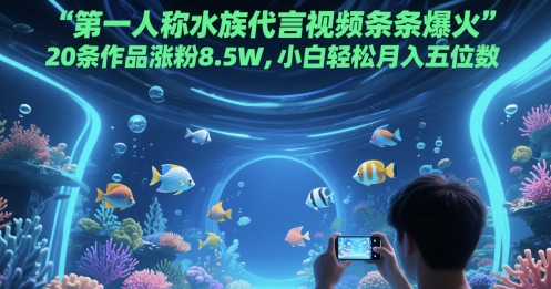 第一人称水族代言视频条条爆火,20条作品涨粉8.5W,小白轻松月入五位数-铜臭网