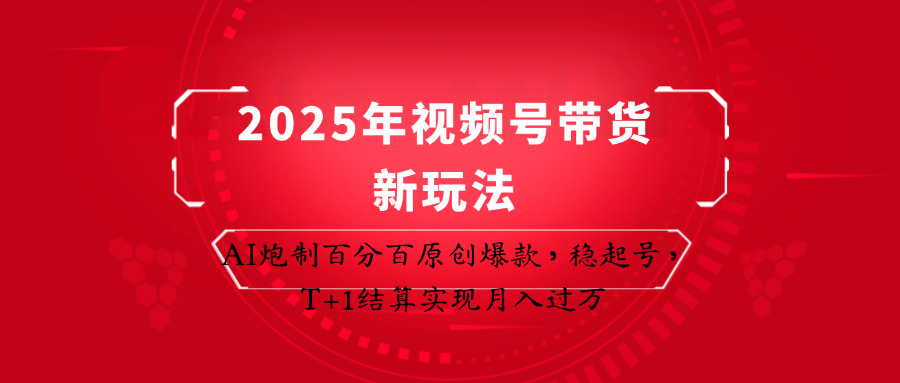 2025年视频号带货新玩法：AI炮制百分百原创爆款，稳起号，T+1结算实现月入过万-铜臭网