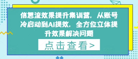 信息流效果提升集训营，从账号冷启动到AI提效，全方位立体提升效果解决问题-铜臭网