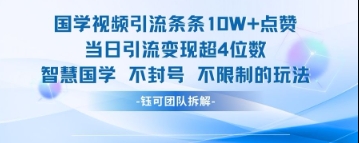 国学视频引流条条10W+点赞当日引流变现超4位数-铜臭网