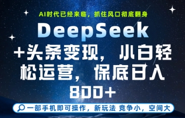 DeepSeek+头条变现,保姆级教学,小白轻松上手,日入8张+【揭秘】-铜臭网