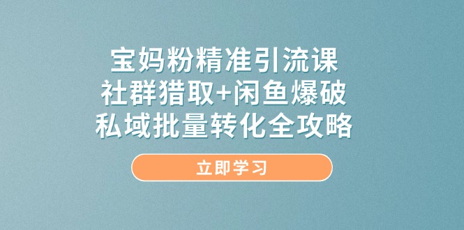 宝妈粉精准引流课，社群猎取+闲鱼爆破，私域批量转化全攻略-铜臭网