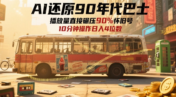 AI还原90年代巴士，一帧就让70后泪崩，播放量直接碾压90%怀旧号，每天操作十分钟，日入四位数-铜臭网