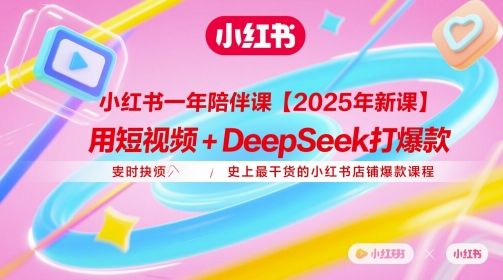 小红书一年陪伴课【2025年新课】，用短视频+deepSeek打爆款，史上最干货的小红书店铺爆款课程-铜臭网