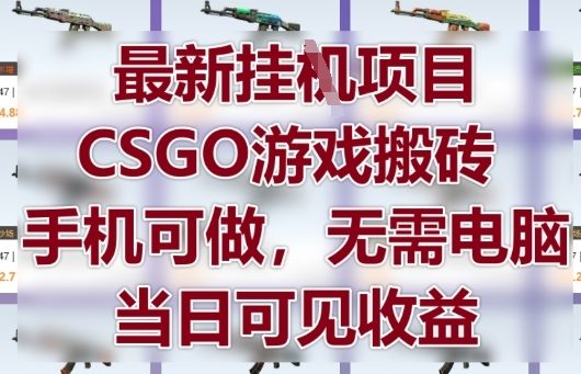 最新挂G项目，CSGO游戏搬砖，手机可做，无需电脑，当日见收益【揭秘】-铜臭网
