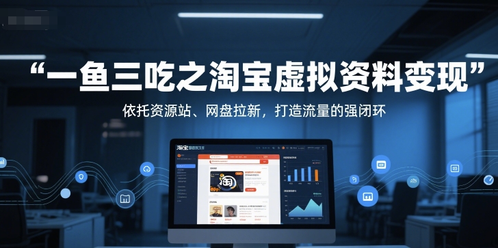 一鱼三吃之淘宝虚拟资料变现，依托资源站、网盘拉新，打造流量的强闭环-铜臭网