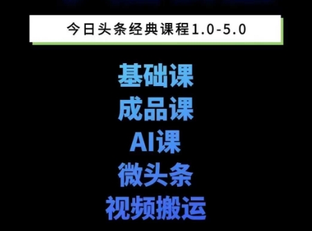 头条图文课1-5期教你头条图文写作、微头条、视频搬运变现，适合新手快速起号玩法-铜臭网