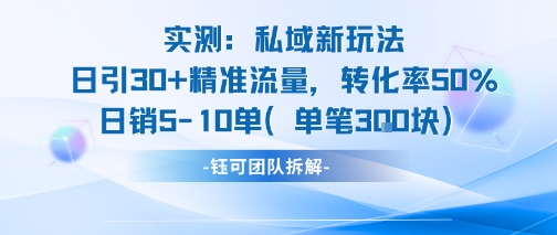 实测私域新玩法日引30加精准流量转化率50%日销5-10单每笔3张-铜臭网