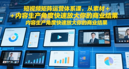 短视频矩阵运营体系课，从素材+内容生产角度快速放大你的商业结果-铜臭网