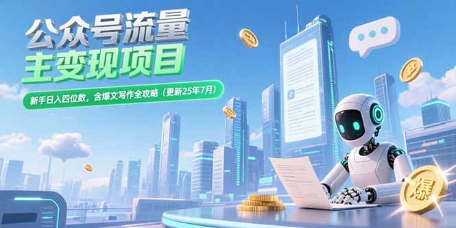 公众号流量主变现项目，新手日入四位数，含爆文写作全攻略(更新25年7月-铜臭网
