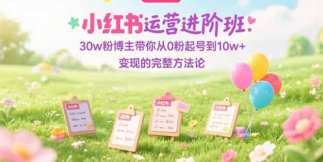小红书运营进阶班：30w粉博主带你从0粉起号到10w+变现的完整方法论-铜臭网
