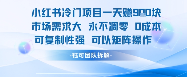 小红书冷门项目一天收益9张，市场需求大，0成本，可复制性强可以矩阵操作-铜臭网