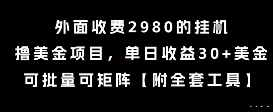 外面收费2980的挂G撸美金项目，单日收益30+美金，可批量可矩阵【揭秘】-铜臭网
