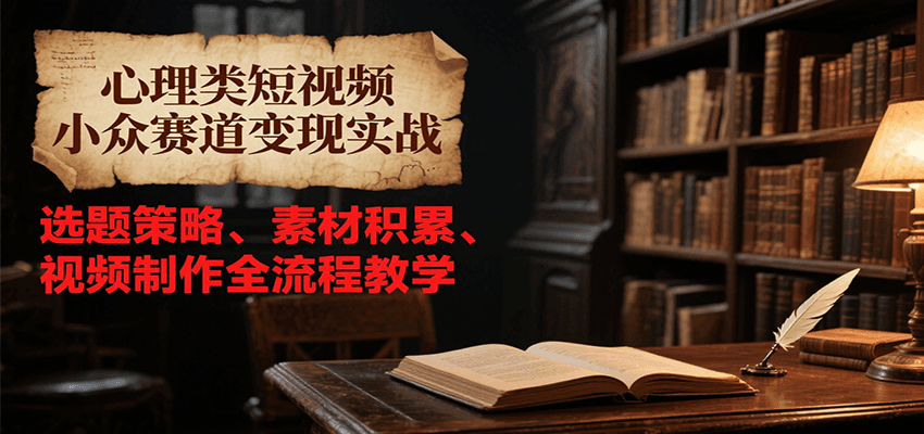 心理类短视频小众赛道变现实战，选题策略、素材积累、视频制作全流程教学-铜臭网