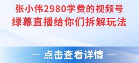 张小伟2980付费额视频号绿幕直播给你们拆解玩法-铜臭网