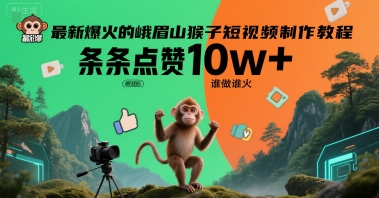 最新爆火的峨眉山猴子短视频制作教程，条条点赞10w+，谁做谁火【教程+提示词】-铜臭网