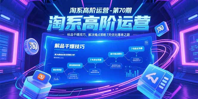 淘系高阶运营-第70期，标品干爆技巧，解决难点策略，大佬操盘方法-铜臭网