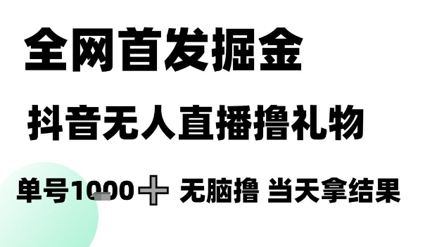 全网首发掘金抖音无人直播撸礼物，单号1k +无脑撸，当天拿结果【揭秘】-铜臭网