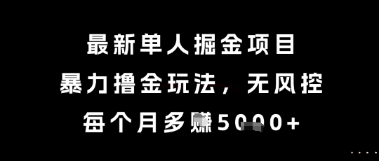 最新单人掘金项目，暴力撸金玩法，无风控，每个月多挣5k+【揭秘】-铜臭网