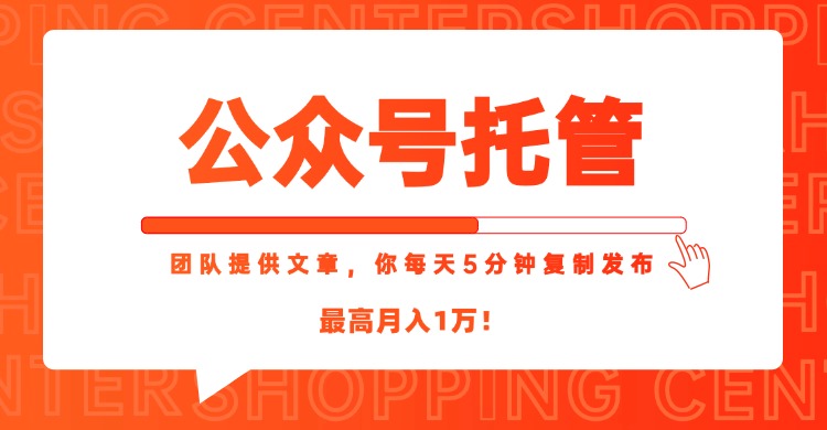 【公众号托管 】我提供文章，你每天５分钟复制发布，最高月入1W-铜臭网
