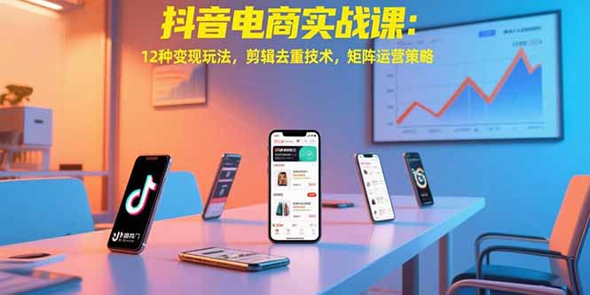 抖音电商实战课：12种变现玩法，剪辑去重技术，矩阵运营策略-铜臭网