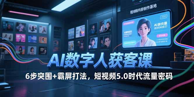 AI数字人获客课,6步突围+霸屏打法,短视频5.0时代流量密码-铜臭网