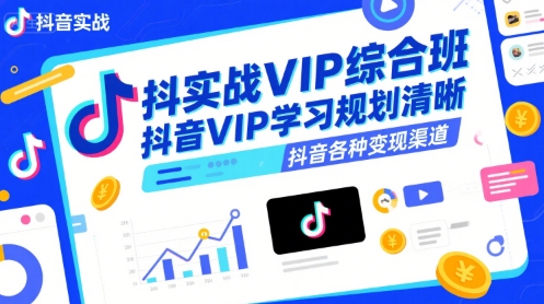 抖音实战VIP综合班，抖音VIP学习规划请晰抖音各种变现渠道-铜臭网