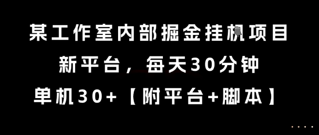 某工作室内部掘金挂G项目，新平台，每天30分钟，单机30+【揭秘】-铜臭网