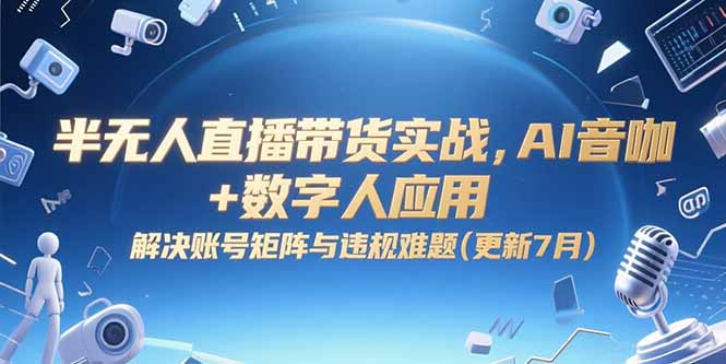 半无人直播带货实战,AI音咖+数字人应用 解决账号矩阵与违规难题(更新7月-铜臭网