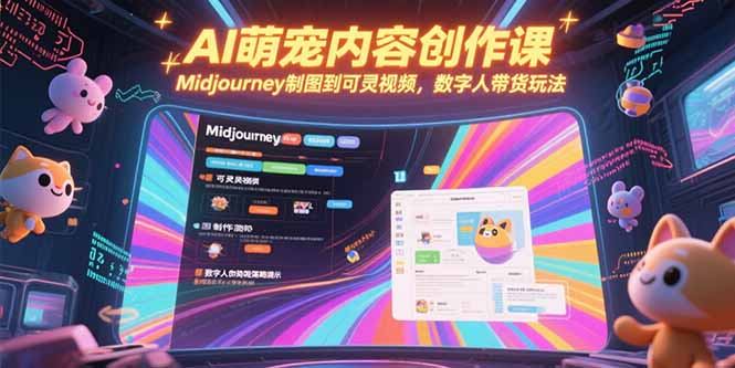 AI萌宠内容创作课，Midjourney制图到可灵视频，数字人带货玩法-铜臭网