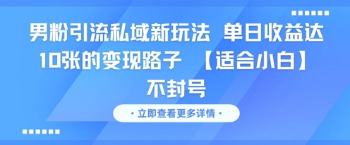 男粉引流私域新玩法，单日收益达10张的变现路子 【适合小白】不封号-铜臭网