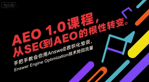 AEO 1.0 课程，从SEO到AE0的基命性转变，手把手教会你用AnswerEngineOptimization技术抢回流量-铜臭网