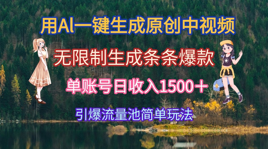 用Al一键生成原创中视频,无限制生成条条爆款,单账号日收入1500+引爆...-铜臭网