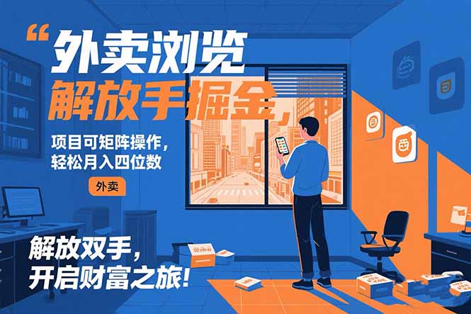 外卖浏览掘金项目 可矩阵操作 轻松日入500+-铜臭网