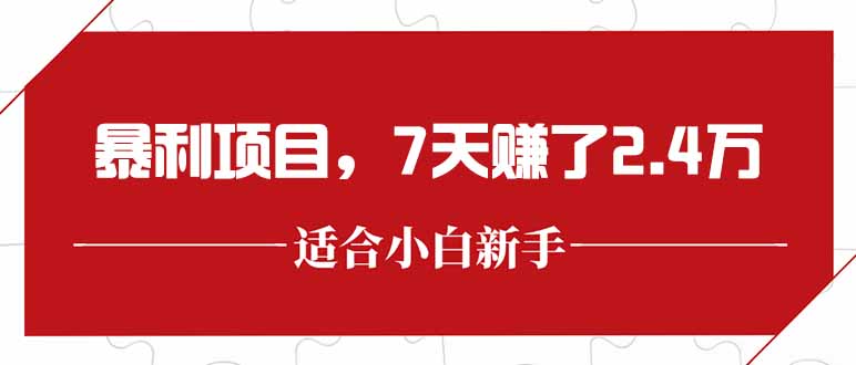 最新暴利项目，每单收益轻松在300以上，7天赚了2.4万-铜臭网