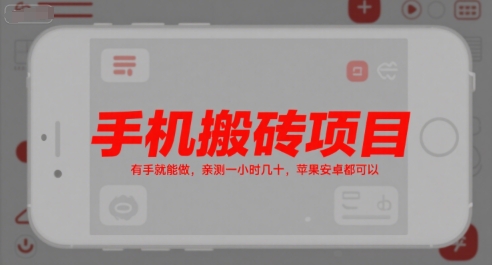 手机搬砖项目,有手就能做,亲测一小时几十,苹果安卓都可以-铜臭网