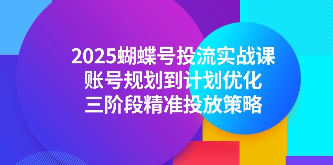 2025蝴蝶号投流实战课，账号规划到计划优化，三阶段精准投放策略-铜臭网