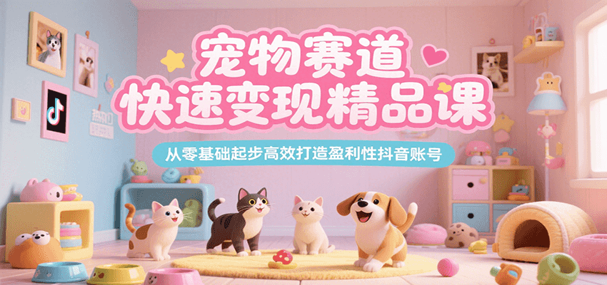 宠物赛道快速变现精品课，从零基础起步高效打造盈利性抖音账号-铜臭网