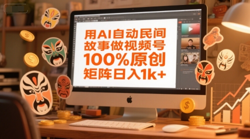 用AI自动民间故事做视频号，100%原创，矩阵日入1k+-铜臭网