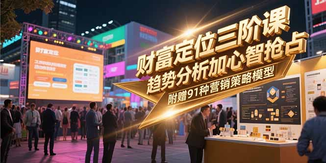财富定位三阶课，趋势分析加心智抢占，附赠91种营销策略模型-铜臭网