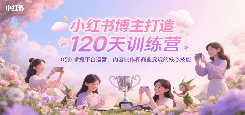 小红书博主打造120天训练营，0到1掌握平台运营、内容制作和商业变现-铜臭网