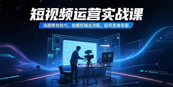 短视频运营实战课，选题策划技巧，拍摄剪辑全流程，起号思维导图-铜臭网