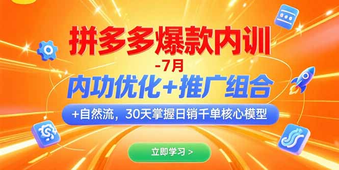 拼多多爆款内训-7月 内功优化+推广组合+自然流 30天掌握日销千单核心模型-铜臭网
